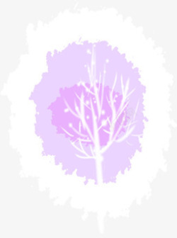 紫色梦幻手绘大树素材
