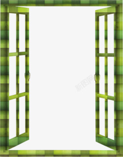 绿色格子窗户素材