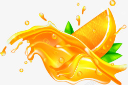 手绘橙子果汁飞溅矢量图素材