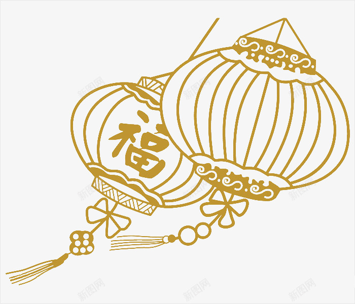 金色福字灯笼png免抠素材_88icon https://88icon.com 春节 灯笼 福字 金黄色