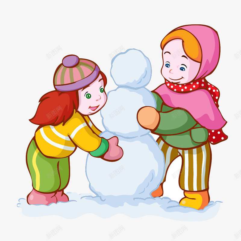 堆雪人玩耍png免抠素材_88icon https://88icon.com 儿童 卡通 堆雪人 手绘 简图 红色 雪球 黄色