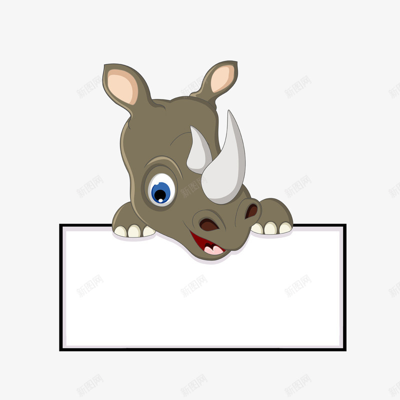 卡通被纸张遮挡身体的犀牛png免抠素材_88icon https://88icon.com 卡通手绘 卡通遮挡 探出头的犀牛 纸张遮挡身体