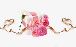 母亲节粉色清新花朵与礼物素材