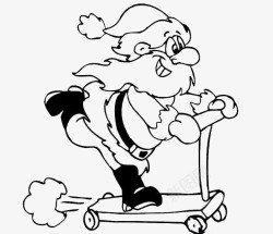 圣诞老人滑板车手绘素材