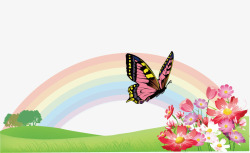 蝴蝶与鲜花矢量图素材