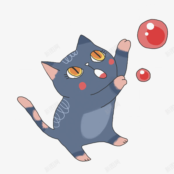 可爱的猫咪png免抠素材_88icon https://88icon.com 动物 卡通 可爱 宠物 小猫 手绘 猫咪 蓝色