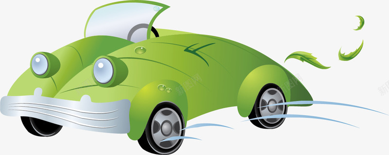 绿色PNG创意环保低碳汽车污染标识矢量图图标图标
