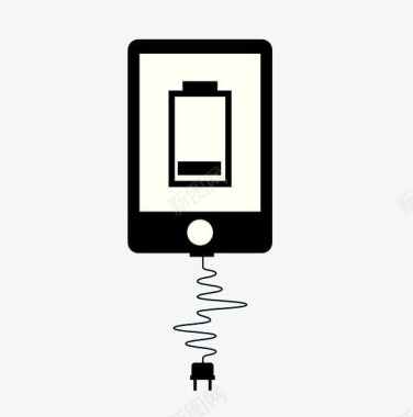 超薄移动电源充电的手机上的插头图标图标