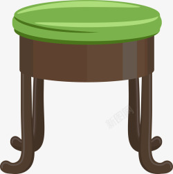 绿色卡通木质圆凳素材