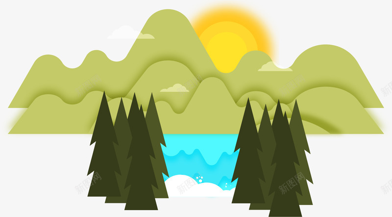 郊外日出美景png免抠素材_88icon https://88icon.com 出游 山林 日出美景 矢量素材 郊外日出