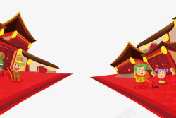 中国传统节日喜庆红色春节街景素材