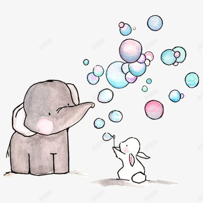 水彩小象和兔子吹泡泡png免抠素材_88icon https://88icon.com 兔子 动物 可爱 吹泡泡 小象 水彩 泡 泡沫 泡泡 漂浮 白兔 肥皂水