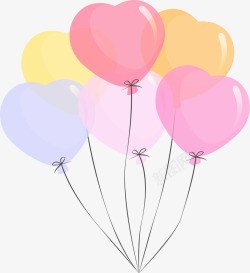 粉色卡通爱心气球素材