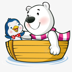 船上的北极熊和企鹅素材
