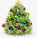 创意合成效果绿色的圣诞树光效灯泡素材
