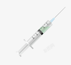 疫苗注射卡通手绘立体注射器高清图片