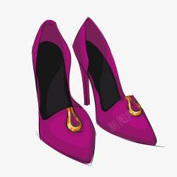 紫色质感女士鞋子矢量图素材