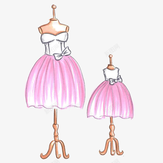 粉色裙子png免抠素材_88icon https://88icon.com 亲子装 人台 卡通 手绘 插画 母女装 裙子