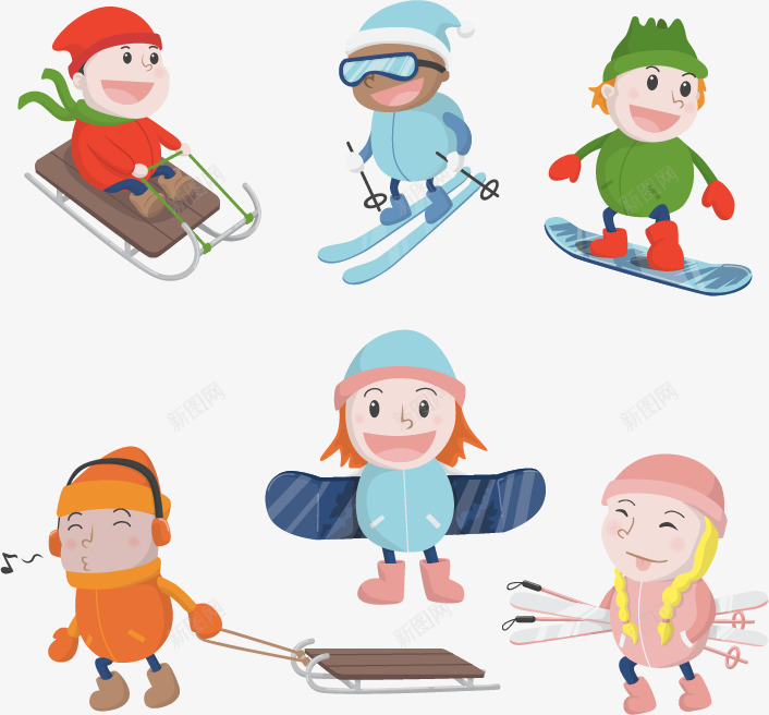 酷选滑板的孩子png免抠素材_88icon https://88icon.com 冬季运动 滑雪 滑雪孩子 矢量素材 雪橇