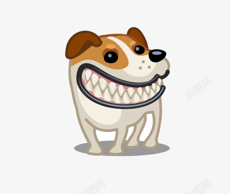 各种形状和符号漏牙齿的狗狗图标图标