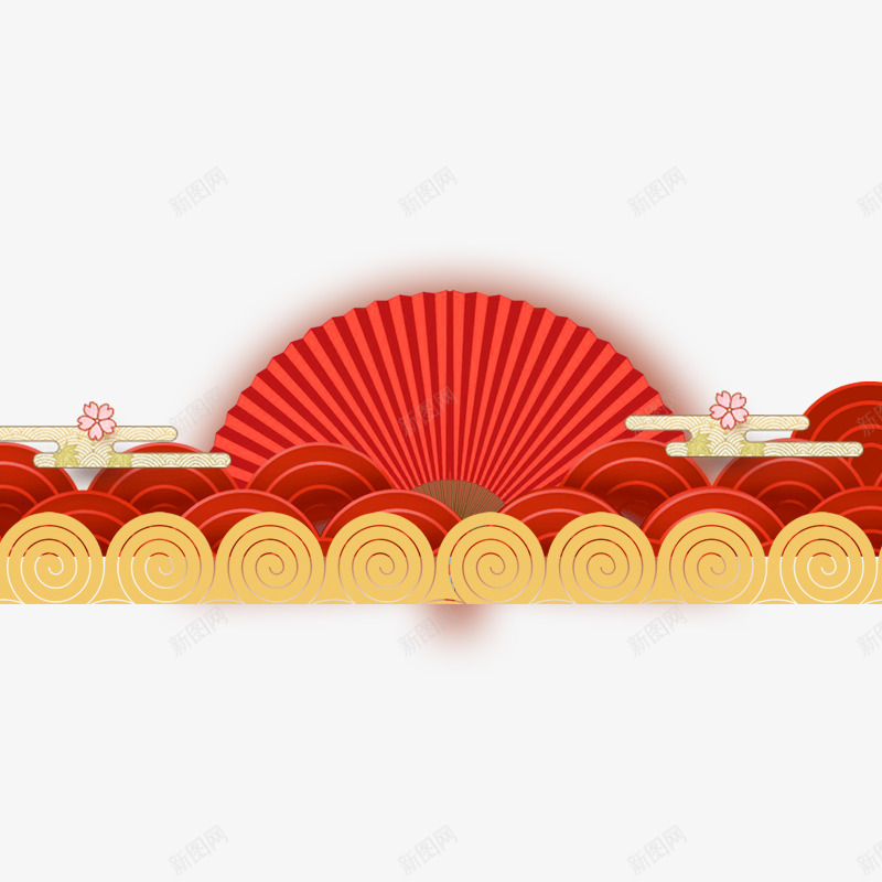 红色扇子纹理新年装饰png免抠素材_88icon https://88icon.com 卡通樱花红色扇子 弧度 弯曲 扇子 扇形 新年 春节 红色 纹理 装饰