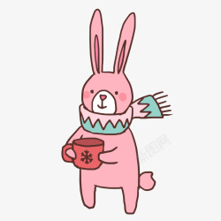 围巾兔子卡通可爱粉红色的小兔子高清图片