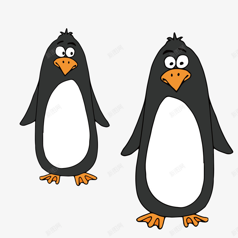 两只可爱的企鹅简图png免抠素材_88icon https://88icon.com 企鹅 动物 南极动物 卡通 可爱的 眼睛 站立