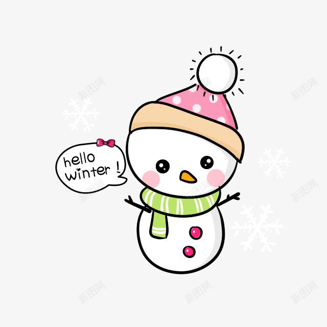 卡通雪人说hellopng免抠素材_88icon https://88icon.com hello 卡通 雪人