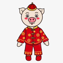 2019卡通手绘猪年春节快乐素材