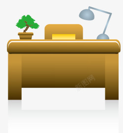 浅棕色木质感办公桌矢量图素材