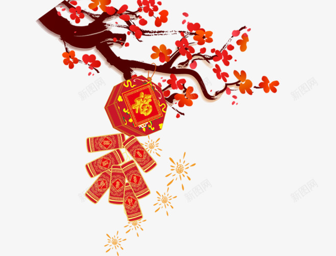 过年喜庆放鞭炮png免抠素材_88icon https://88icon.com 富贵 新年 新年公告栏 春节公告 福 红