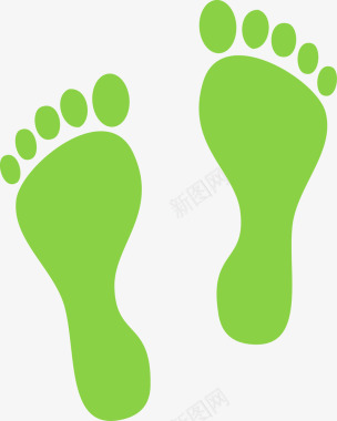 节能一双绿色的脚掌图标图标