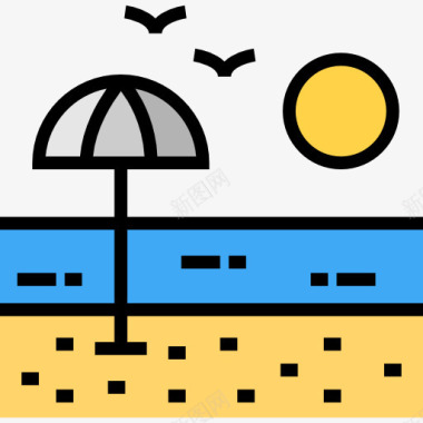 海滩夏日海滩图标图标