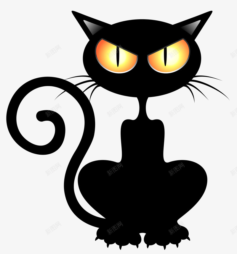 万圣节黑色小猫元素2png免抠素材_88icon https://88icon.com 万圣节 万圣节女巫 万圣节小猫 黑猫