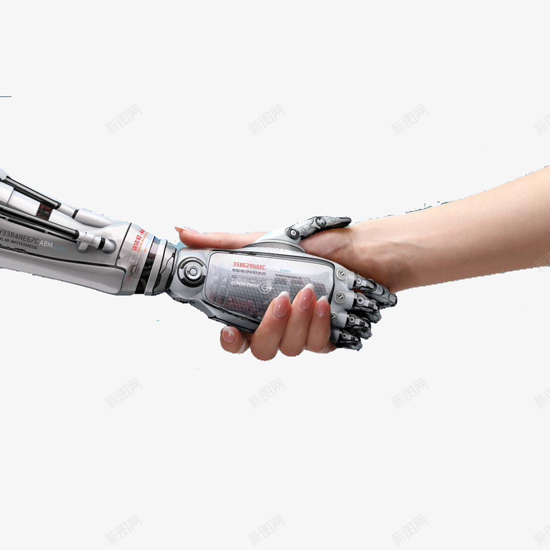 人类和机器人时代png免抠素材_88icon https://88icon.com 互利 发展 握手 未来世界 科技