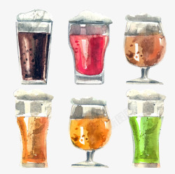 水彩玻璃饮品杯矢量图素材