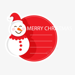 红白色雪人圣诞留言标签矢量图素材