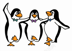 三只可爱的卡通企鹅素材