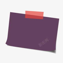 紫色矩形立体便签红胶带素材