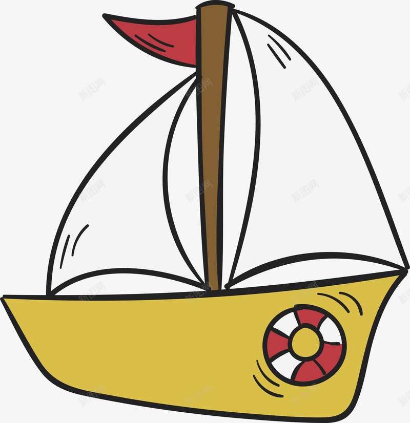 黄色手绘帆船png免抠素材_88icon https://88icon.com 帆船 手绘帆船 扬帆远航 矢量png 黄色帆船
