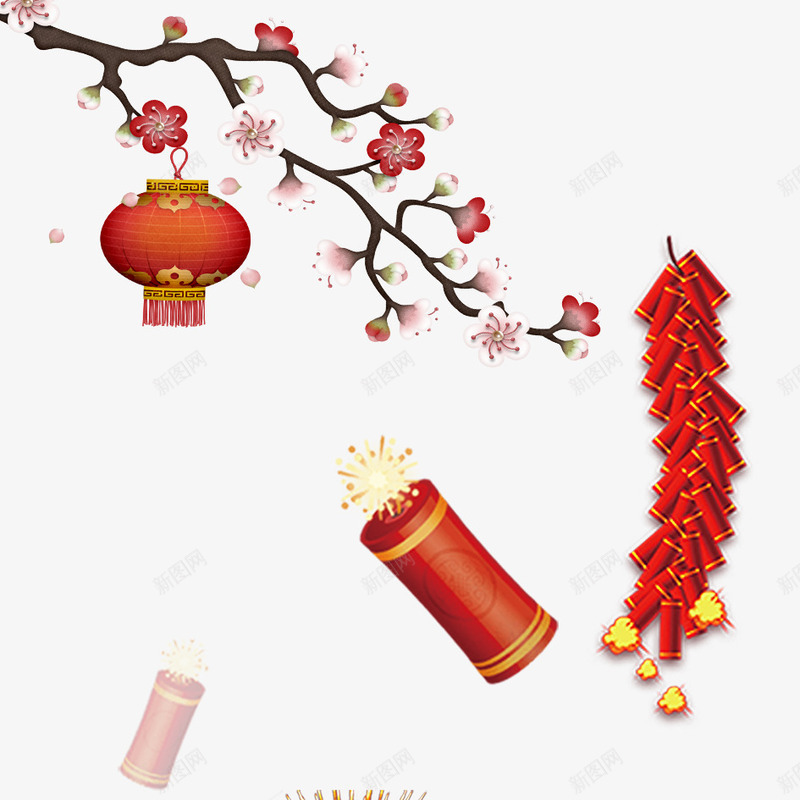 春节png免抠素材_88icon https://88icon.com 2018年 2018年狗年 喜庆 团聚 春节 梅花 灯笼 烟花 狗年 狗年大吉 祝福 装饰