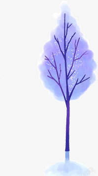 手绘单棵大树紫色素材