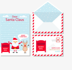 红色条纹边框圣诞节信件三件套素材
