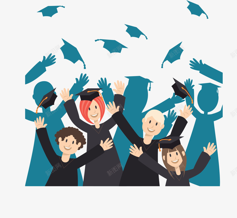 毕业季开心欢呼的人矢量图ai免抠素材_88icon https://88icon.com 欢呼 欢呼的人 毕业 毕业季 毕业的人 矢量png 矢量图