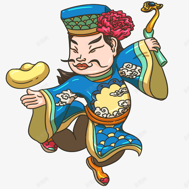 装饰背景财神福金元宝png免抠素材_88icon https://88icon.com 2019年 人物 卡通手绘人物 新年 春节 祝福 神仙财神 背景装饰 装饰背景财神福恭喜发财 过年