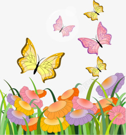 花卉与蝴蝶矢量图素材