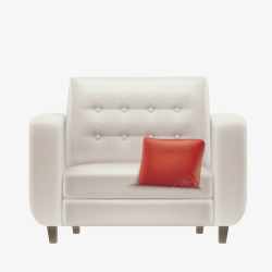红色抱枕白色质感皮质椅子矢量图高清图片