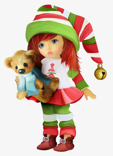 卡通圣诞可爱女孩抱小熊玩偶png免抠素材_88icon https://88icon.com 卡通手绘 圣诞女孩 抱小熊 玩具玩偶