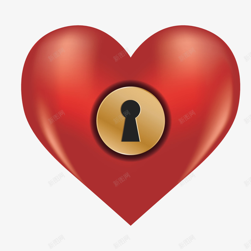 心的锁矢量图ai免抠素材_88icon https://88icon.com 一把钥匙 心锁 打开 爱情 矢量图