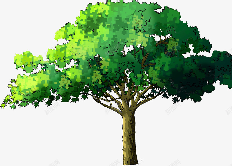 绿色手绘景观植物大树装饰png免抠素材_88icon https://88icon.com 大树 景观 植物 绿色 装饰